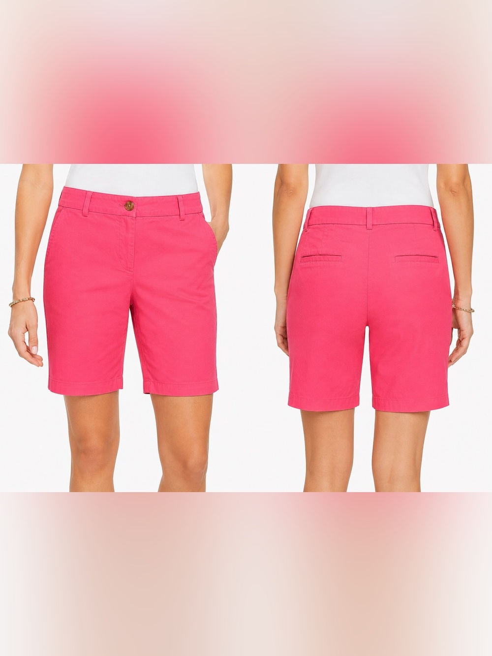Talbots The Perfect Short Bright Pink Bermuda Shorts 9” Inseam Petite Size 6P
